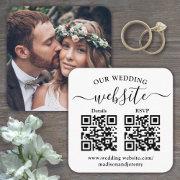2 Qr Codes Wedding Website & Rsvp Square Photo Enclosure