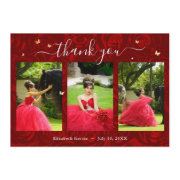 3 Photo Template Elegant Gold And Red Quinceanera