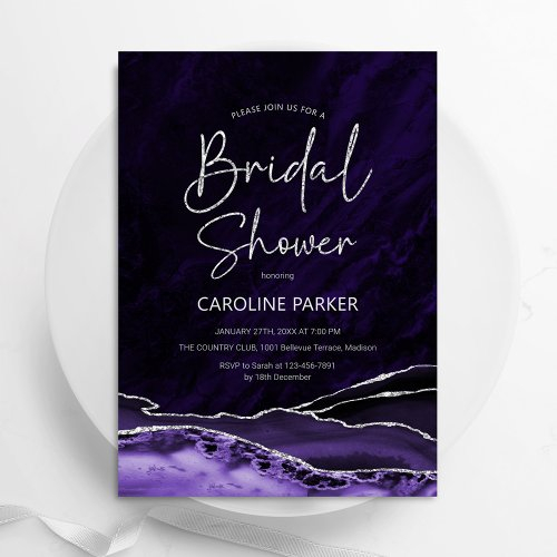 Agate Purple Silver Bridal Shower