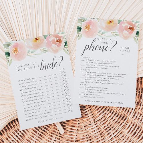 Airy Floral Double-sided Bridal Shower Game