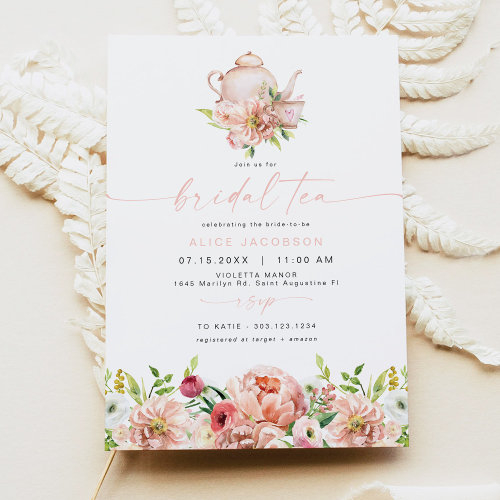 Alice Blush Floral Bridal Tea Party Brunch Shower
