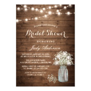 Welcome To Fun Bridal Shower Invitations Funbridalshowerinvitations Bridal S Breath Mason Jar Rustic Wood Shower Invitation