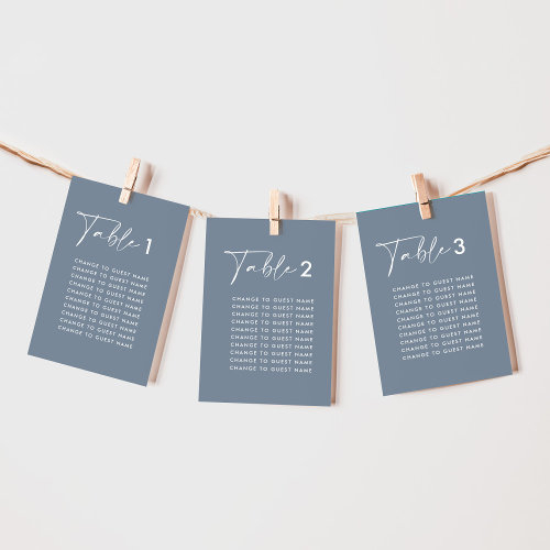 Blue Elegant Modern Wedding Table Seating Chart