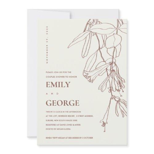 Blush Cream Line Drawing Flora Couple Shower