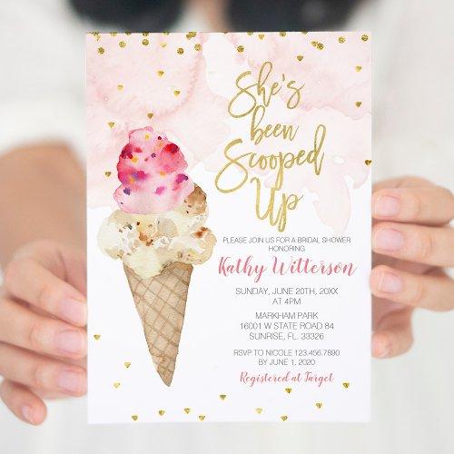 Blush Pink And Gold Ice Cream Bridal Shower