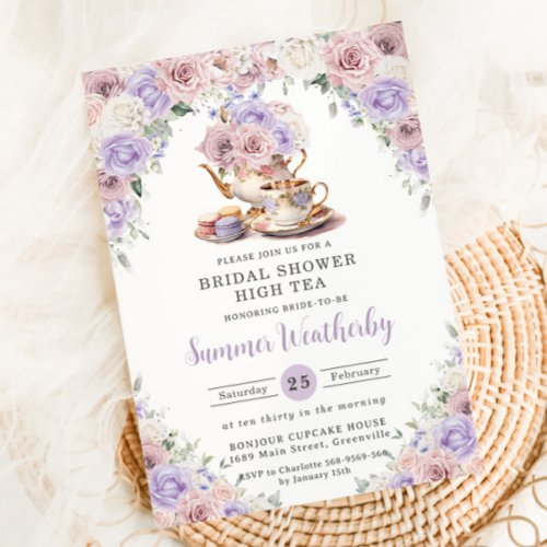 Blush Pink Lilac White Floral Bridal Shower Tea