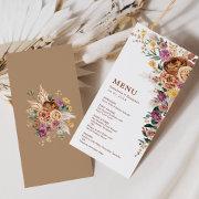 Boho Fall Pampas Floral Wedding Menu