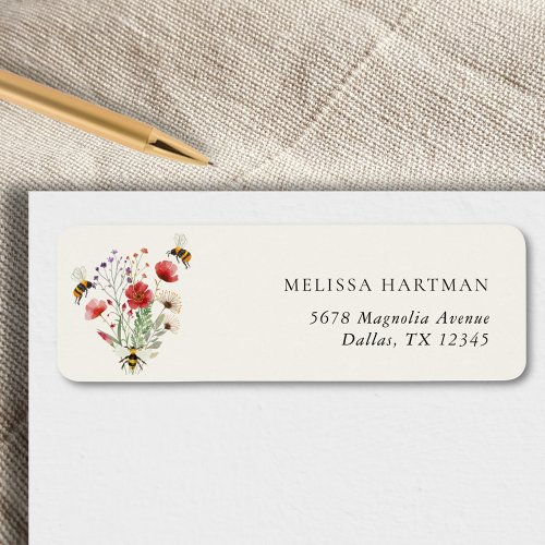Boho Meant To Bee Bridal Shower Return Address Label