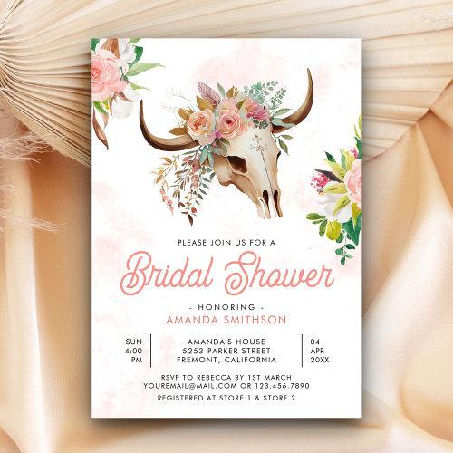 Boho Tribal Floral Cow Skull Bridal Shower