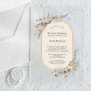 Boho Wildflower Fern Beige Bridal Shower Acrylic