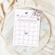Bridal Bingo Butterfly Purple Bridal Shower Game