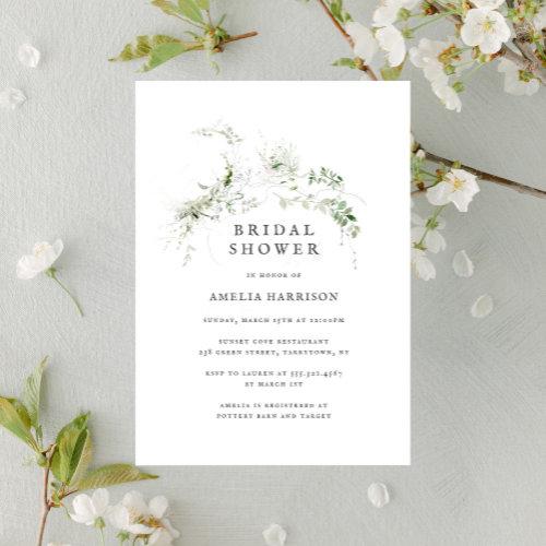 Bridal Shower Elegant Earthy Greenery Watercolor