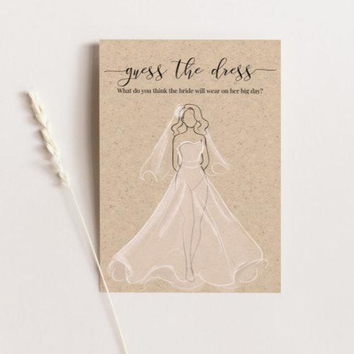Bridal Shower Game Guess The Dress Kraft Paper