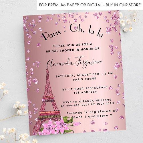 Bridal Shower Paris Eiffel Pink Budget  Flyer