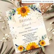 Bridal Shower Sunflowers Eucalyptus Gold Glitter  Post