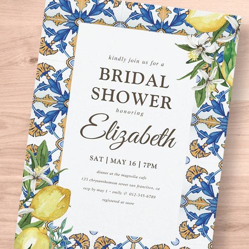 Bridal Shower Vintage Lemon Foliage Mediterranean  Post