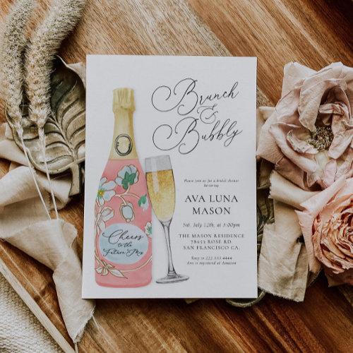 Brunch And Bubbly Champagne Bridal Shower Invitati