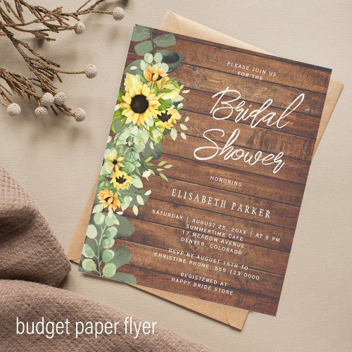 Budget Rustic Sunflower Bridal Shower  Flyer