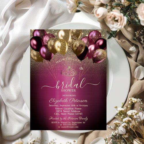 Burgundy Balloons Glitter Bridal Shower