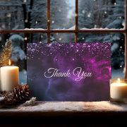 Chic Elegant Blue Purple Marble Art Thank You