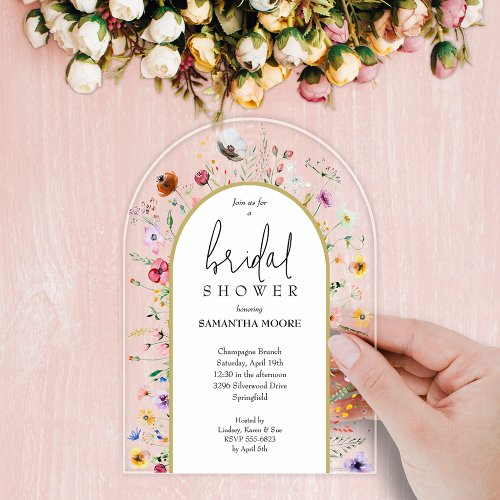 Chic Wildflower Bridal Shower Arch-top Acrylic