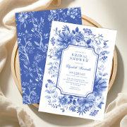 Classy Blue White Floral Chinoiserie Bridal Shower