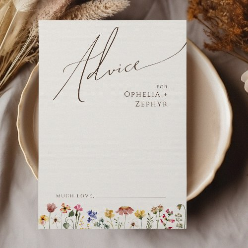 Colorful Wildflower | Beige Wedding Advice Card