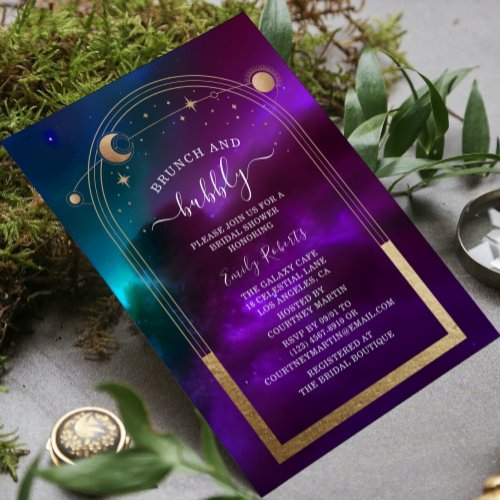 Cosmic Purple Teal Gold Celestial Bridal Shower