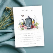 Cute Cheerful Roses Floral Teapot Bridal Shower Thank You
