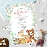 Cute Woodland Animals Greenery Bridal Shower