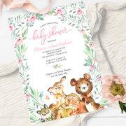 Cute Woodland Animals Greenery Bridal Shower