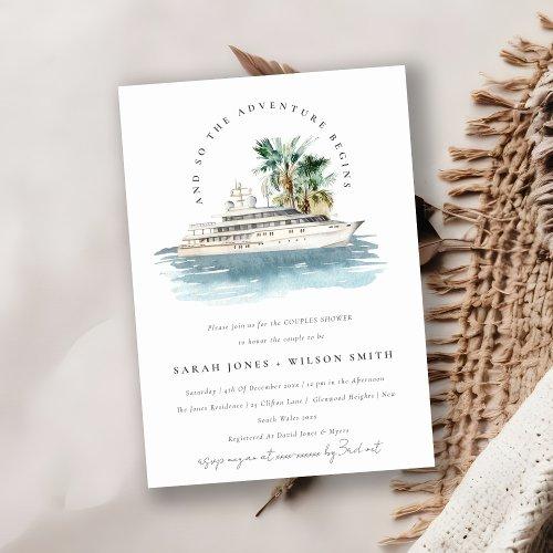 Dusky Cruise Ship Palm Seascape Couples Shower