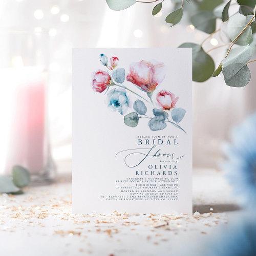 Dusty Blue And Pink Floral Elegant Bridal Shower