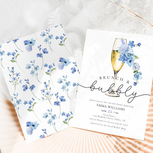 Dusty Blue Wildflower Brunch Bubbly Bridal Shower