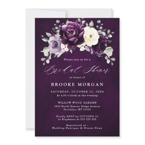Eggplant Purple Plum Ivory White Bridal Shower In