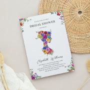 Elegant Bold Floral Woman Silhoutte Bridal Shower