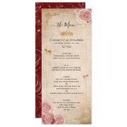 Elegant Burgundy Pink Rose Gold Watercolor Floral Menu