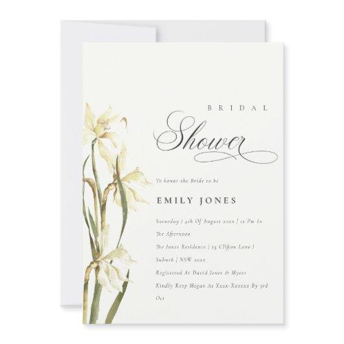 Elegant Cute White Daffodil Bridal Shower Invite