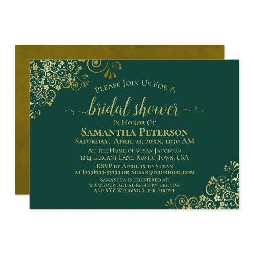 Elegant Emerald & Gold Lace Frills Bridal Shower