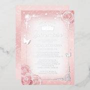 Elegant Floral Watercolor Light Pink Quinceanera Foil
