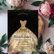 Elegant Gold Glitter Dress, Bridal Shower