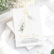 Elegant Greenery And Wedding Dress Bridal Shower Foil