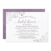 Elegant Lavender & Silver Lace White Bridal Shower
