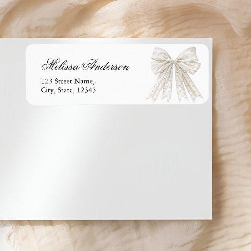 Elegant Pearls Bow Bridal Shower Return Label
