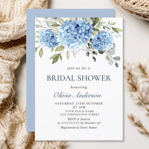 Elegant Watercolor Blue Hydrangea Bridal Shower