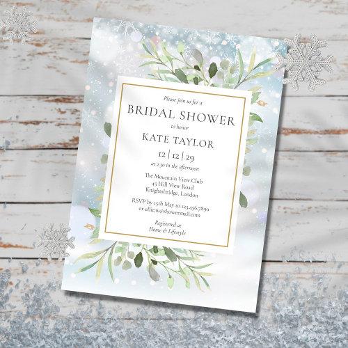 Elegant Winter Snowflakes Greenery Bridal Shower