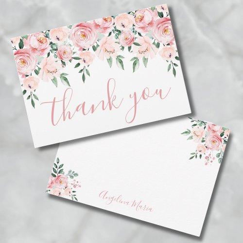 Floral Blush Pink Quinceañera Thank You