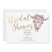 Floral Cow Skull Gold Bridal Shower