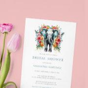 Floral Elephant Bay Blue And White Bridal Shower