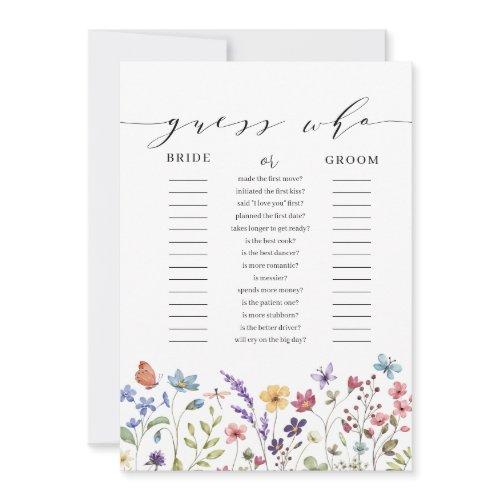 Floral Spring Summer Guess Who Bridal Shower Game